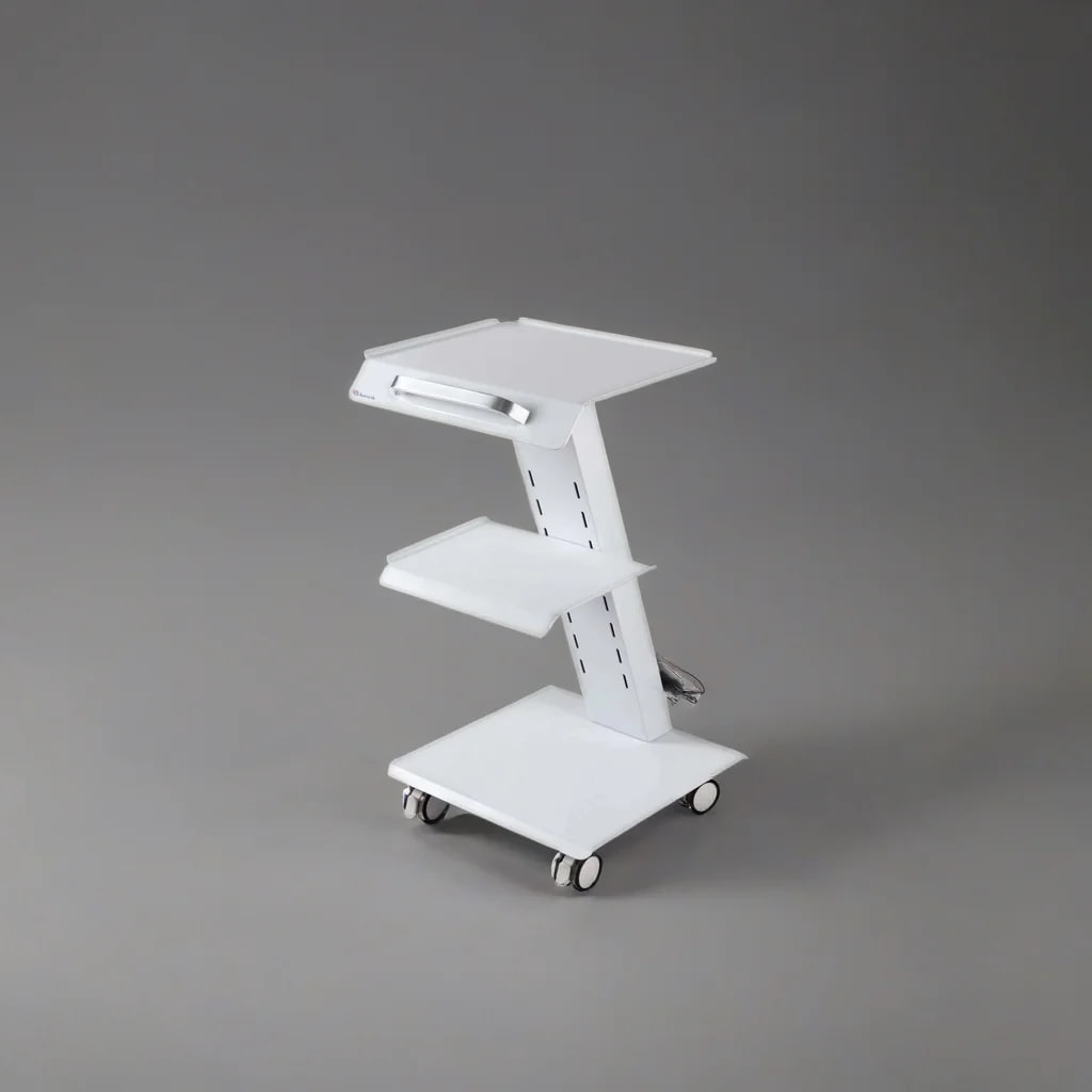 3-Tier Dental Trolley with Built-In Power Socket – Mobile Metal Instrument Cart