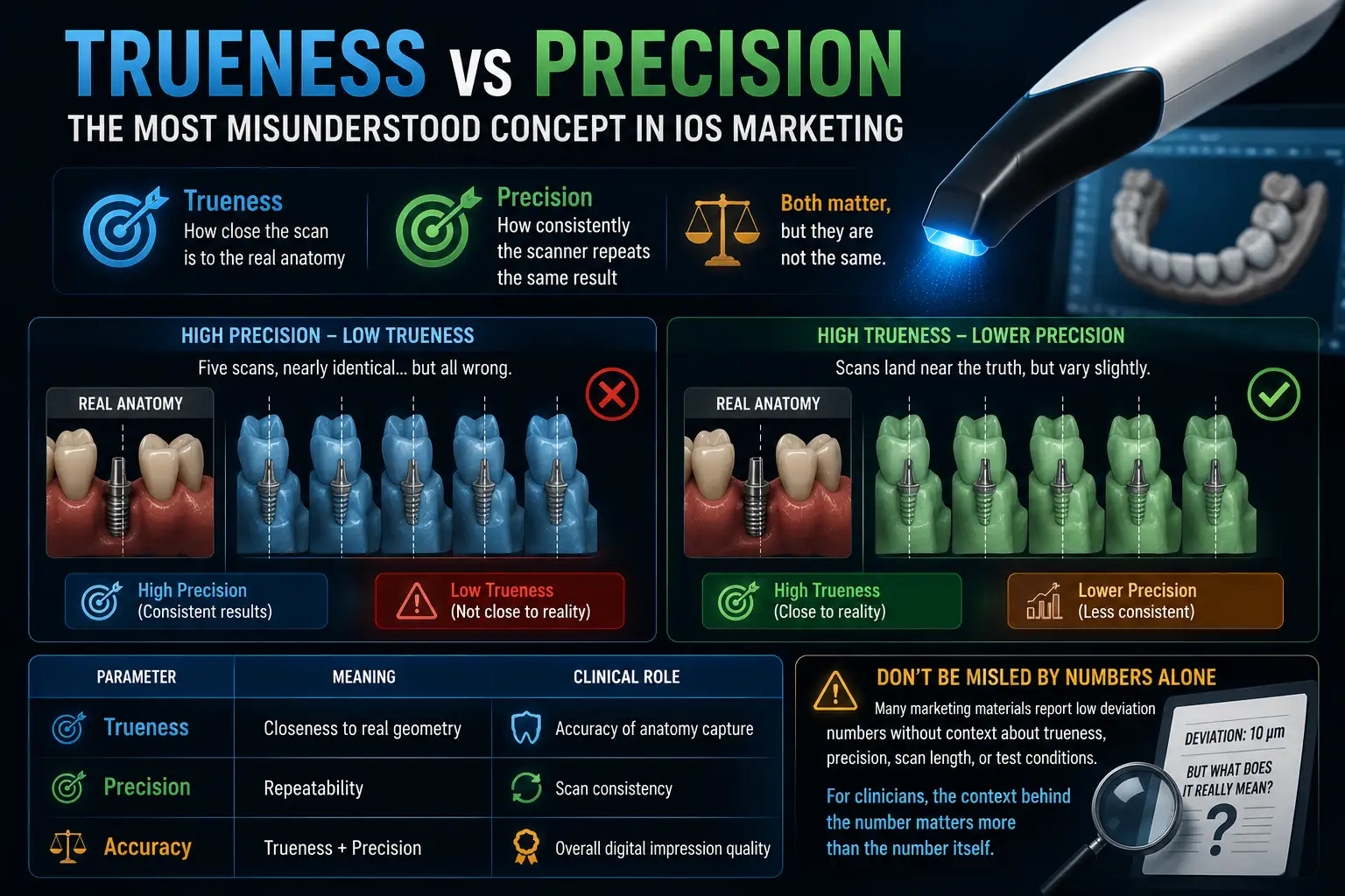 Trueness vs Precision in Intraoral scanner accuracy