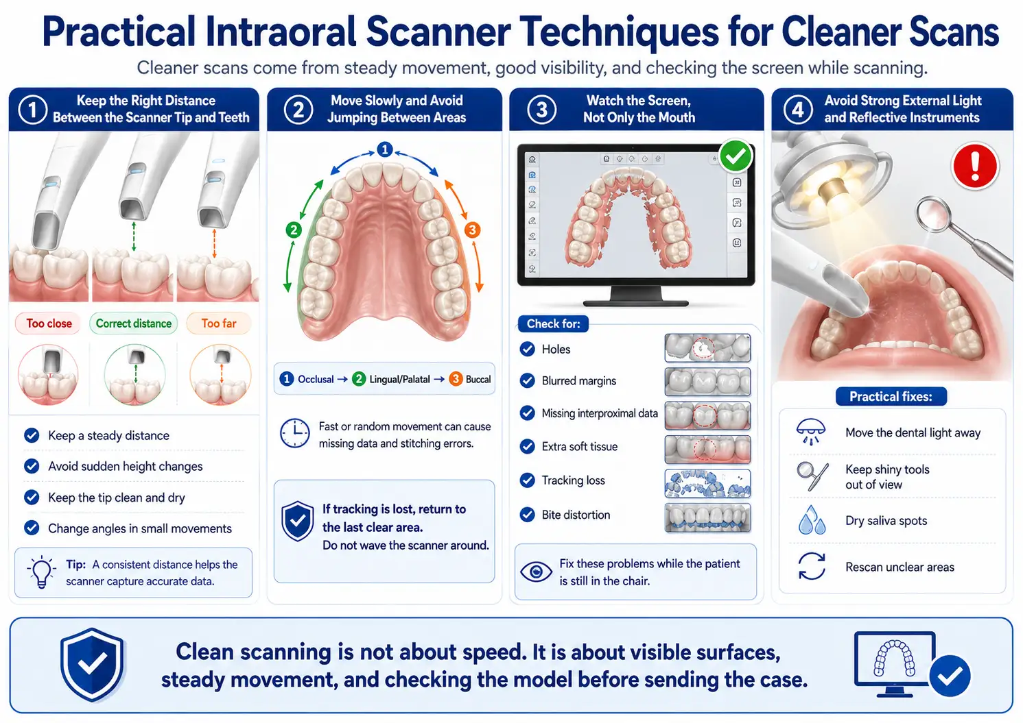 Practical Intraoral Scanner Techniques for Cleaner Scans